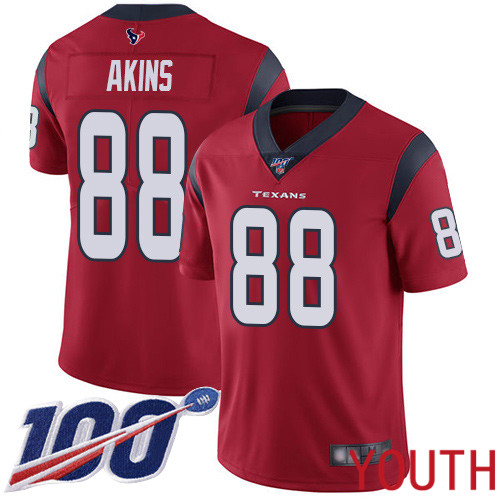 Houston Texans Limited Red Youth Jordan Akins Alternate Jersey NFL Football #88 100th Season Vapor Untouchable->houston texans->NFL Jersey